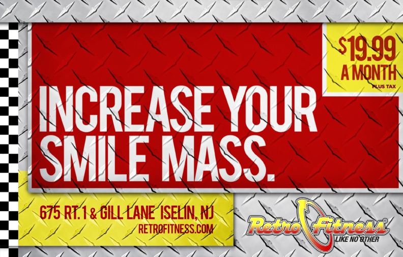 Retro Fitness print: Increase your smile mass.