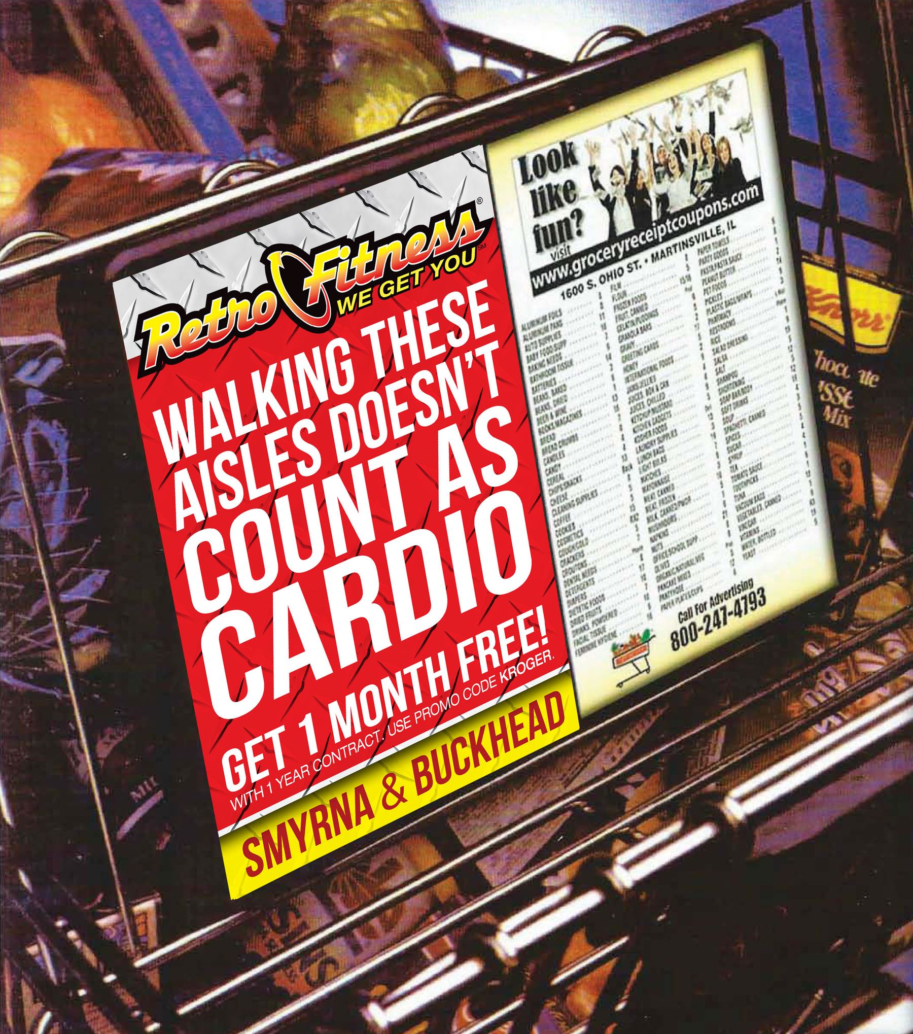 Retro Fitness shopping cart placement: Walking these aisles doesn’t count as cardio.