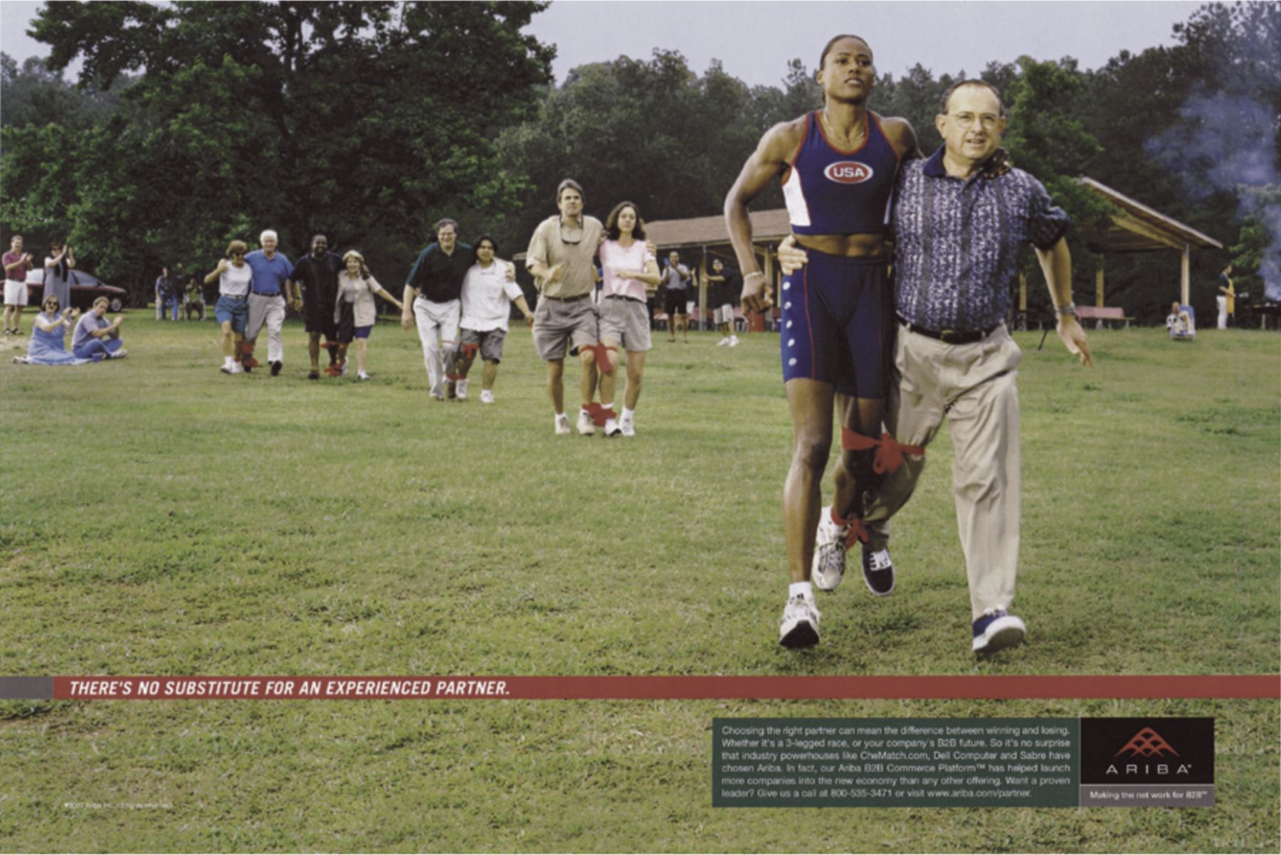 Ariba print: three-legged race