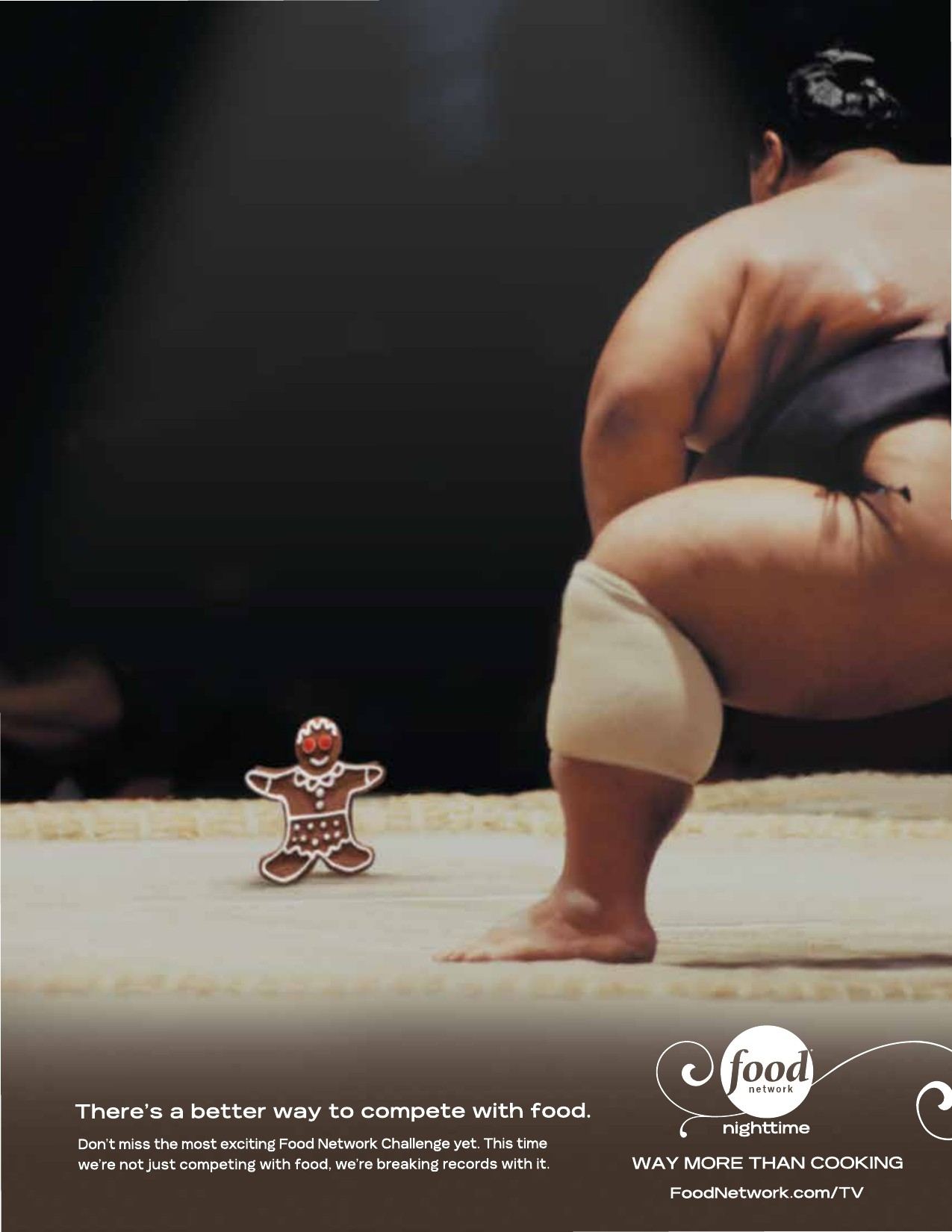Food Network Challenge print: sumo wrestler and gingerbread man
